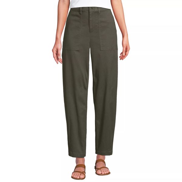 Lands' End Women's Chino High-Rise Barrel-Leg Utility Ankle Pants