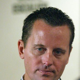 Richard Grenell, a spokesman for the U.S. Mission to the United Nations, briefs the media prior to a UN Security Council Consultation on the situation in Lebanon, Friday, August 4, 2006.