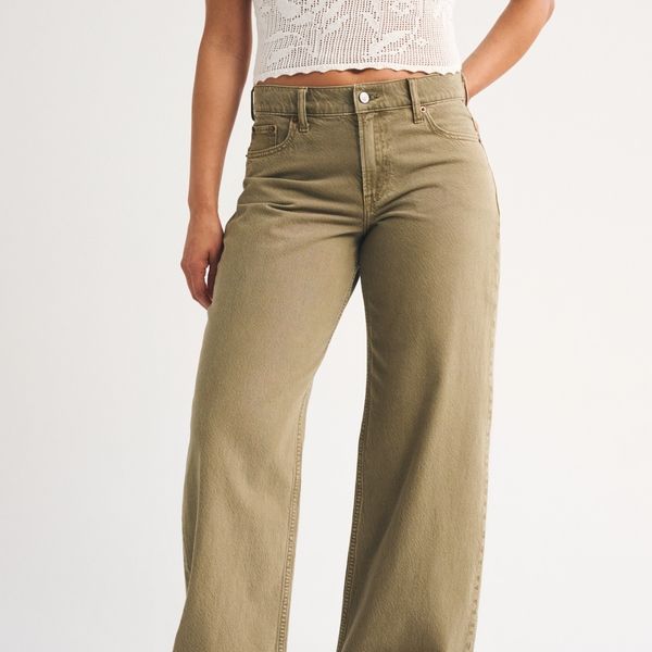 Abercrombie & Fitch Curve Love Low Rise Ultra Loose Brown Jean