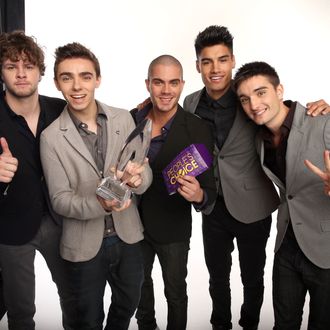 Singers Jay McGuiness, Nathan Sykes, Max George, Siva Kaneswaran and Tom Parker of The Wanted pose for a portrait during the 39th Annual People's Choice Awards at Nokia Theatre L.A. Live on January 9, 2013 in Los Angeles, California.