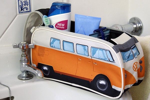 VW Volkswagen T1 Camper Van Toiletry Wash Bag — Orange