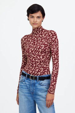 Madewell Long-Sleeve Mockneck Tee in Floral