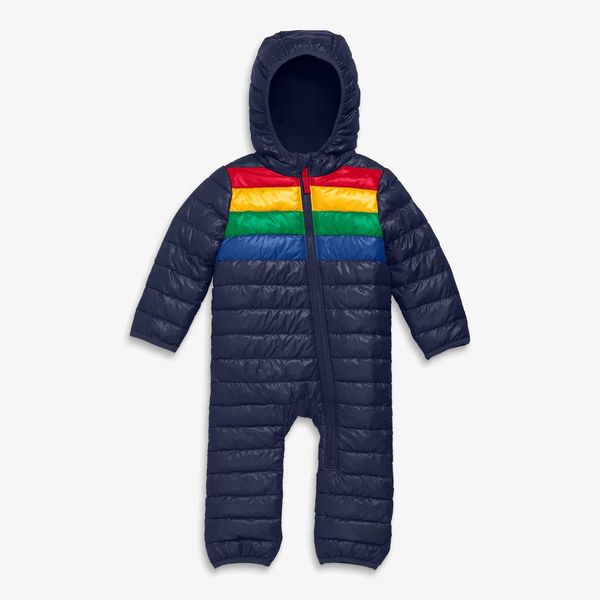 Primary Baby Stripe Lightweight Puffer Suit