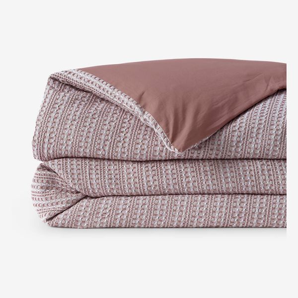 Lands' End Cotton Matelasse Textured Stripe Duvet Bed Cover - Full/Queen