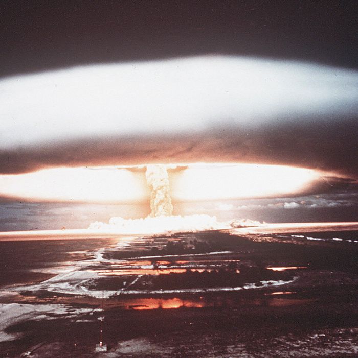 A picture taken in 1971 shows a nuclear explosion in Mururoa atoll.