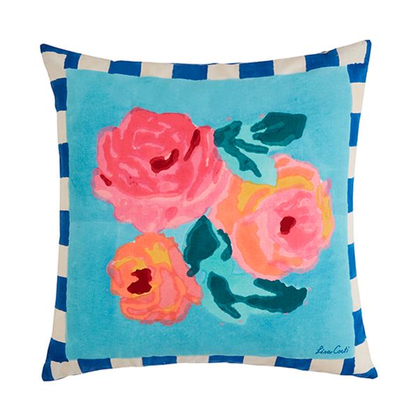 Lisa Corti Nizam Stripes Blue Natural Cotton Cushion 45x45cm