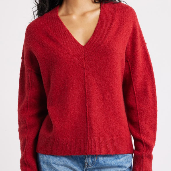 Madewell Calina Deep V-Neck Sweater