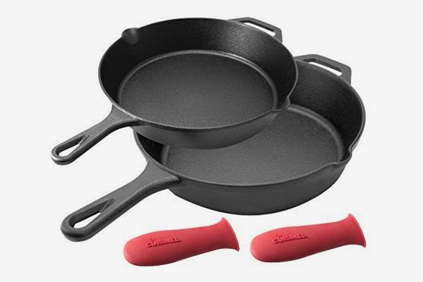 Pre-Seasoned Cast-Iron Skillet 2-Piece Set (10-Inch and 12-Inch) Oven Safe Cookware | 2 Heat-Resistant Holders