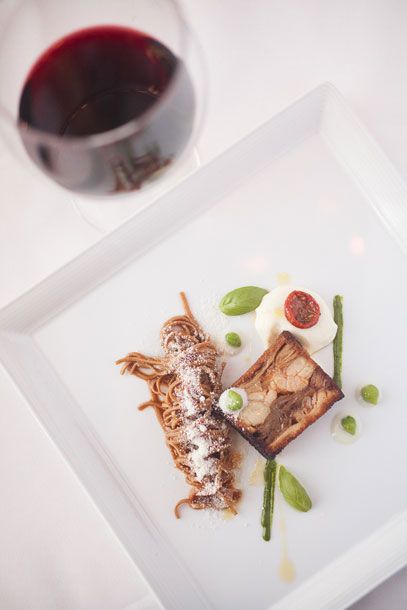Braised veal with roasted flour tagliolini, burrata, San Marzano tomato and Parmigiano Reggiano