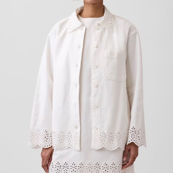Gap Eyelet Hem Relaxed Shirt Jacket