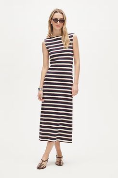 J.Crew Knit Boatneck Midi Dress in Stripe