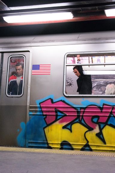 Nas begins filming his journey through the three subway cars, each representing a different decade of his life.