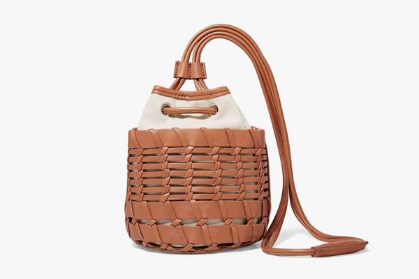 Hereu + NET SUSTAINSiana Leather and Organic Cotton-Canvas Bucket Bag