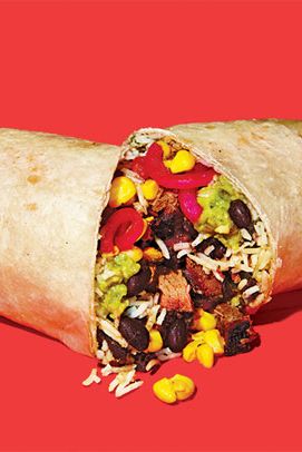 Brisket Burrito at Tres Carnes
$8.73; 688 Sixth Ave., at 22nd St.; 212-989-8737
Chipotle meets the Texas Hill Country’s landmark Salt Lick in this new Tex-Mex joint, where tortillas are stuffed with smoked chicken, pork, or weekly specials like venison sausage and beef cheeks. Go for the brisket, and you’ll find a cache of soft, hypersmoky burnt ends mixed in.