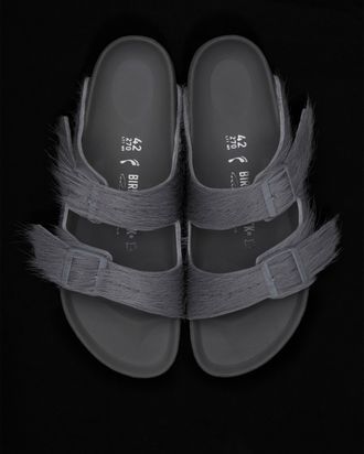 furry birkenstocks grey