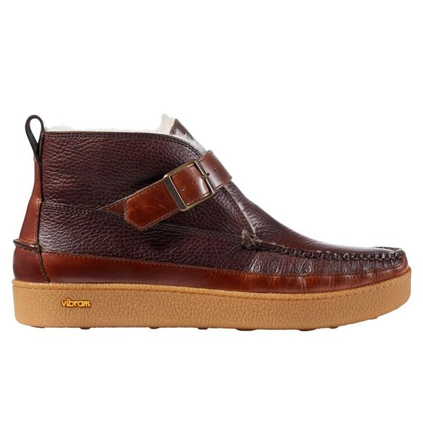 L.L.Bean Men’s Lodge Moc Vibram Shearling Buckle Boots