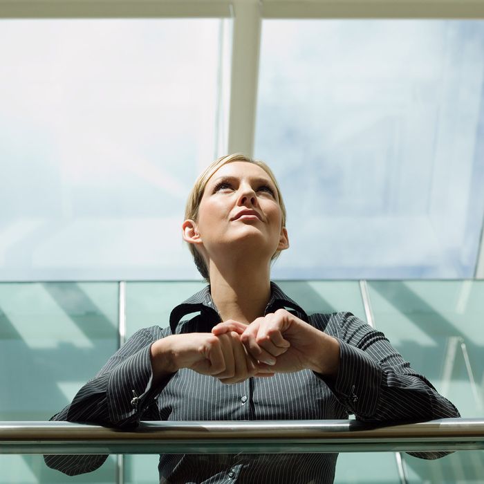 Woman Hitting The Glass Ceiling