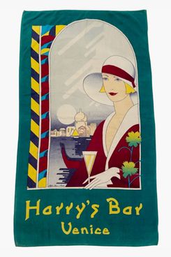 Raro Vintage icónico Harry's Bar Venecia Art Deco algodón toalla de playa