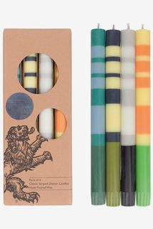British Colour Standard Classic Striped Dinner Candles - Greens & Yellows