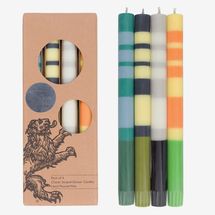 British Colour Standard Classic Striped Dinner Candles - Greens & Yellows