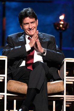 LOS ANGELES, CA - SEPTEMBER 10:  Roastee Charlie Sheen speaks onstage at Comedy Central's Roast of Charlie Sheen held at Sony Studios on September 10, 2011 in Los Angeles, California.  (Photo by Christopher Polk/Getty Images)