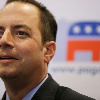 Republican National Committee Chairman Reince Priebus listens to a speaker during a news conference Thursday, July 19, 2012, in Philadelphia. 