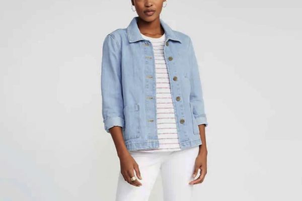 Button-Front Denim Chore Jacket for Women