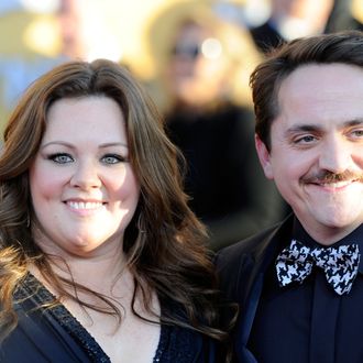 LOS ANGELES, CA - JANUARY 29: Actors Melissa McCarthy (L) and Ben Falcone arrive at the 18th Annual Screen Actors Guild Awards at The Shrine Auditorium on January 29, 2012 in Los Angeles, California. (Photo by Frazer Harrison/Getty Images)