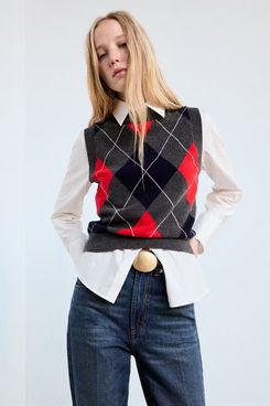 Mango Argyle-Knit Vest