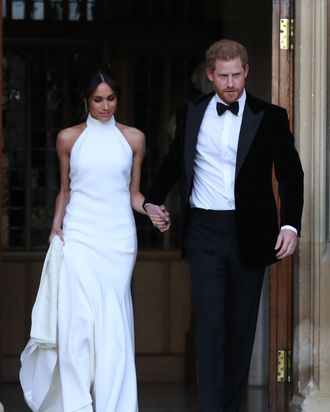 Meghan Markle and Prince Harry en route to their wedding reception.