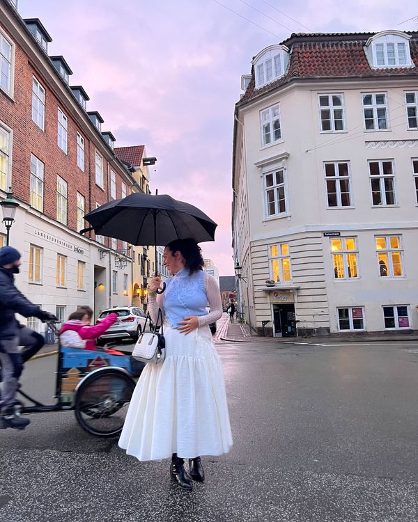 Young woman showing transparent dress at Copenhagen International