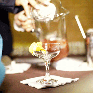 The Trident — aquavit, sherry, Cynar, bitters, and lemon essence — from Pegu Club.