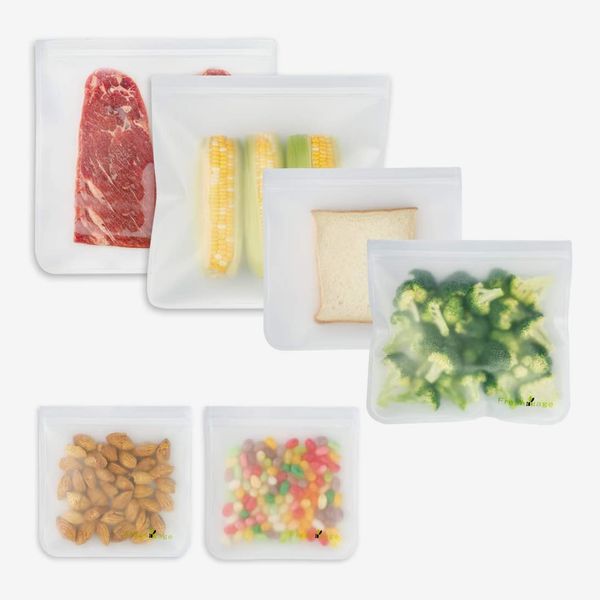PEVA Reusable Food Storage Bags Leakproof Ziplock Bags Resealable Food Snack Bag 