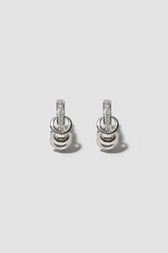 Loren Stewart Sterling Silver Diamond Pierced Huggies