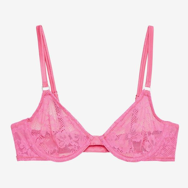 Fleur du Mal Le Stretch Lace Demi Bra - Floral Pink