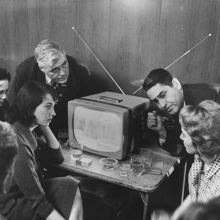 family watching tv 1960s