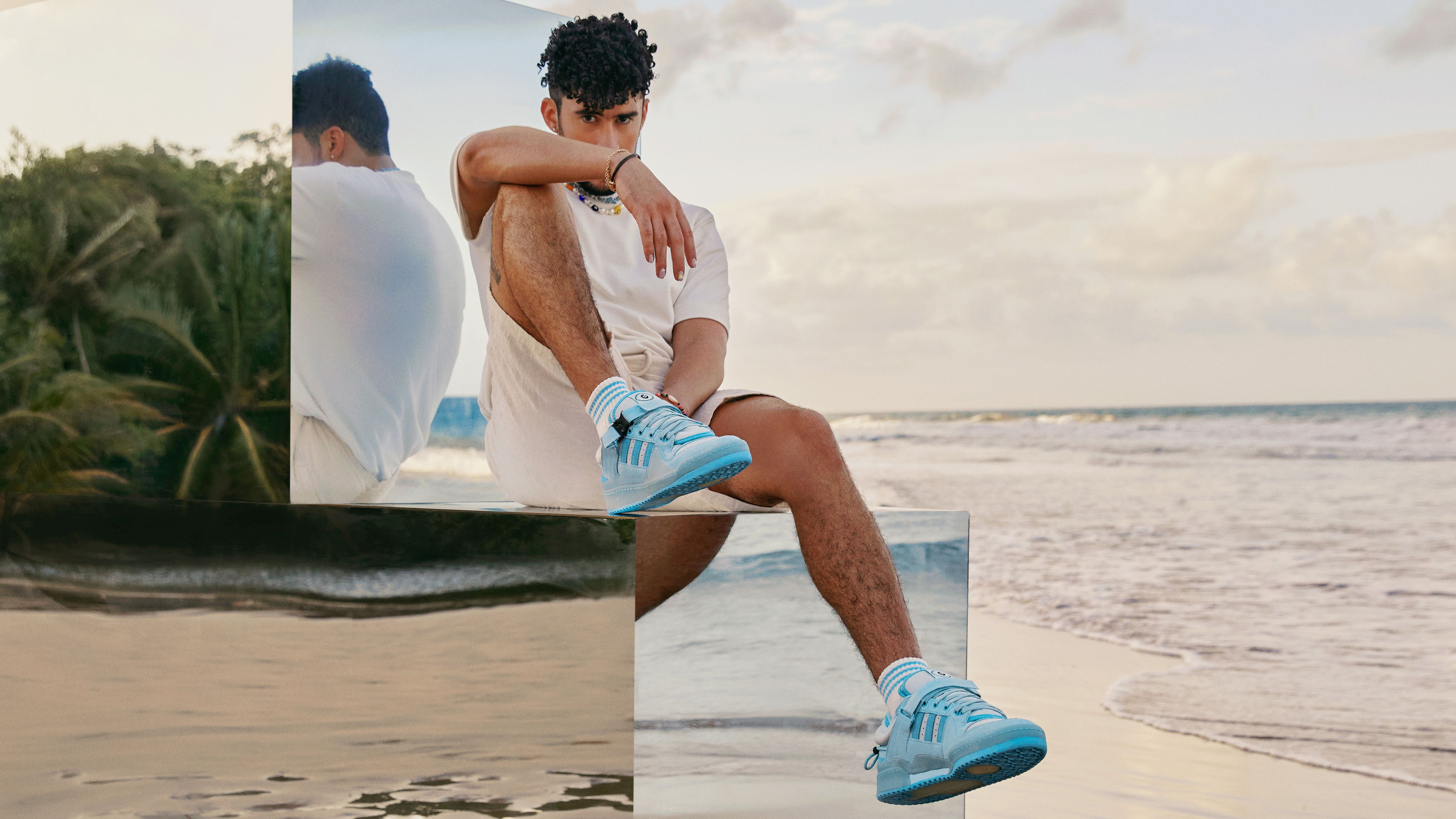 geduldig Nathaniel Ward Badkamer Bad Bunny and Adidas Launch New Forum Blue Sneakers