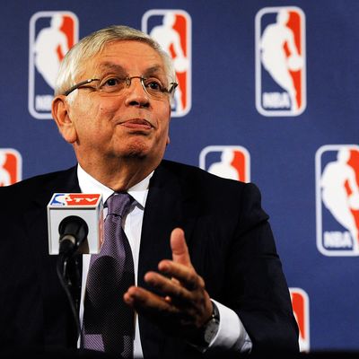 NEW YORK, NY - OCTOBER 04: NBA Commissioner David Stern speaks at a press conference after NBA labor negotiations at The Westin Times Square on October 4, 2011 in New York City. Stern announced the NBA has canceled the remainder of the preseason and will cancel the first two weeks of the regular season if there is no labor agreement by Monday. (Photo by Patrick McDermott/Getty Images)