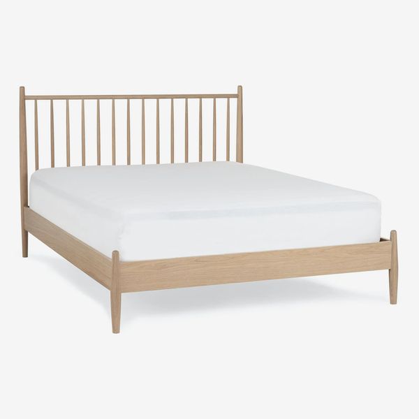 Article Lenia Spindle White Oak Queen Bed