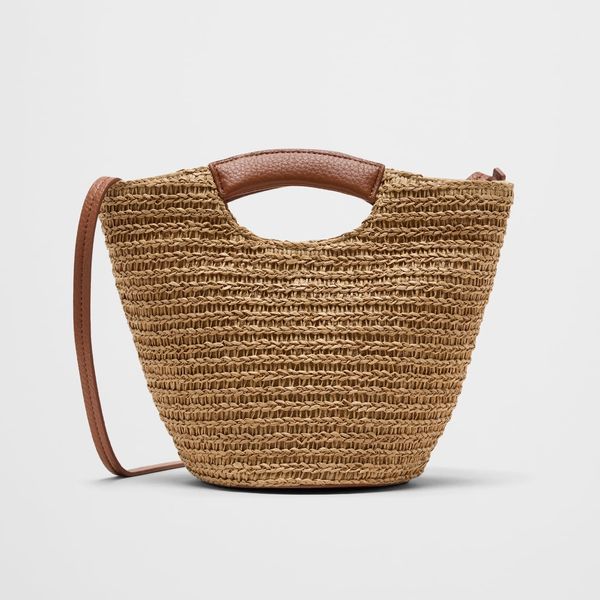 Banana Republic Factory Straw Mini Bucket Crossbody