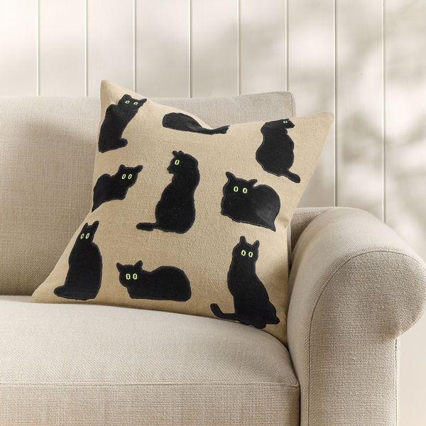 Pottery Barn Spooky Cat Applique Pillow Cover