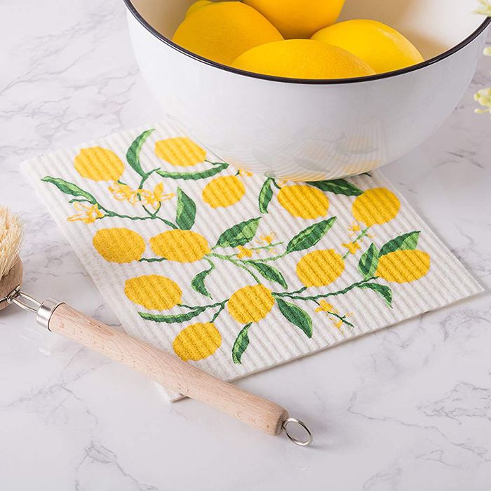 yellow dish cloth