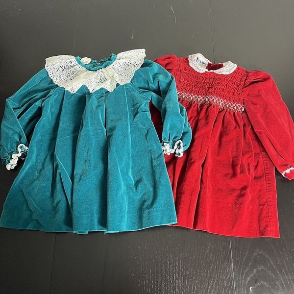 CattyBritches Vestidos de fiesta de terciopelo 4T vintage para niñas de los años 80 de Polly Flinders y Good Lads