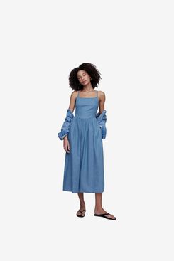 GAP Women’s Dipped Waist Denim Midi Dress