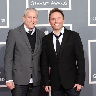 LOS ANGELES, CA - FEBRUARY 12: (L-R) Musicians Louie Giglio and Chris Tomlin arrives at the 54th Annual GRAMMY Awards held at Staples Center on February 12, 2012 in Los Angeles, California. (Photo by Jason Merritt/Getty Images)