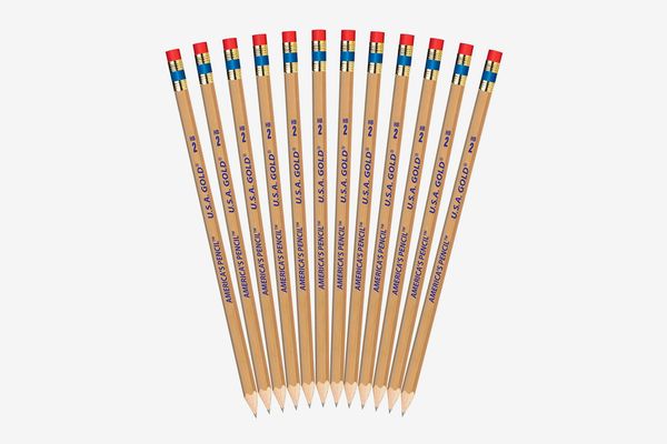 Write Dudes USA Gold Natural Wood Presharpened #2 Pencils, 12-Pack