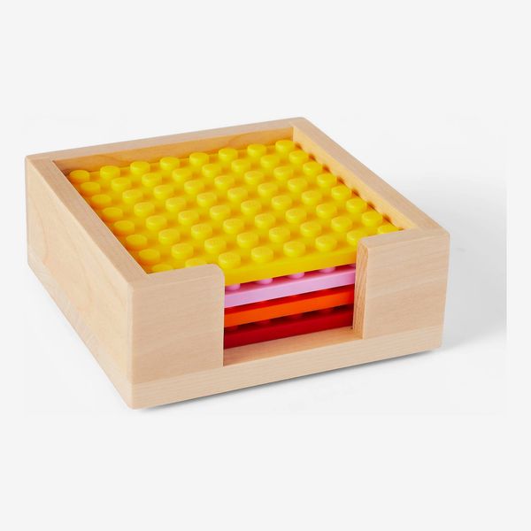 LEGO Collection x Target 4pk Silicone Coaster Set with Wood Holder