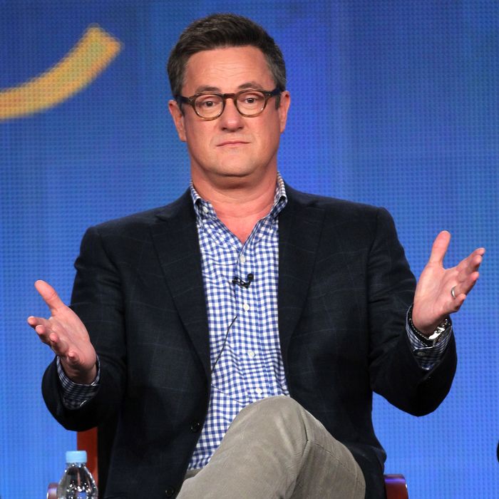 Host Joe Scarborough speaks onstage during the 'Morning Joe' panel during the NBCUniversal portion of the 2012 Winter TCA Tour at The Langham Huntington Hotel and Spa on January 7, 2012 in Pasadena, California.