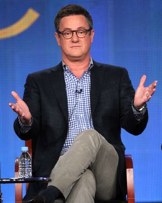 Host Joe Scarborough speaks onstage during the 'Morning Joe' panel during the NBCUniversal portion of the 2012 Winter TCA Tour at The Langham Huntington Hotel and Spa on January 7, 2012 in Pasadena, California.