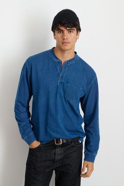 Alex Mill Alan Heavyweight Jersey Henley - Indigo